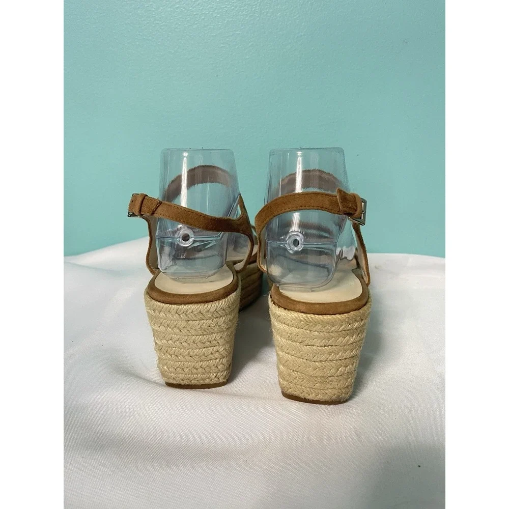 Nine West‎ Women's Espadrille Wedge Dress Sandals Brown Size:7.5 S-684